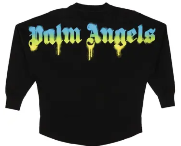 Palm Angels Sprayed Palm Logo Over Tee Black Green