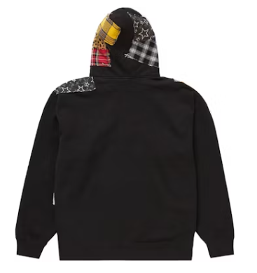 Supreme Patchwork Zip Up Hooded Sweatshirt Black