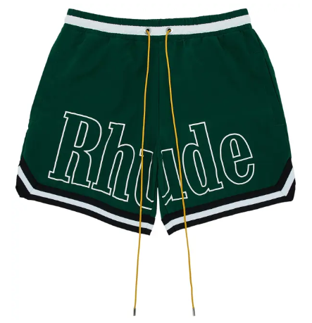 Rhude Logo Basketball Short Forest Green Black White