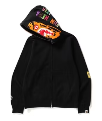 BAPE Tiger Full Zip Color Embroidery Hoodie Black