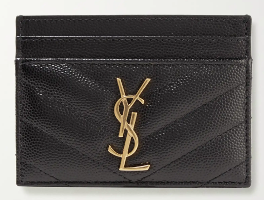 Saint Laurent Monogramme Quilted Textured Leather Cardholder Black