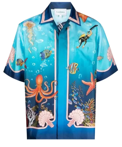 Casablanca Cuban Collar Shirt Fond Marin