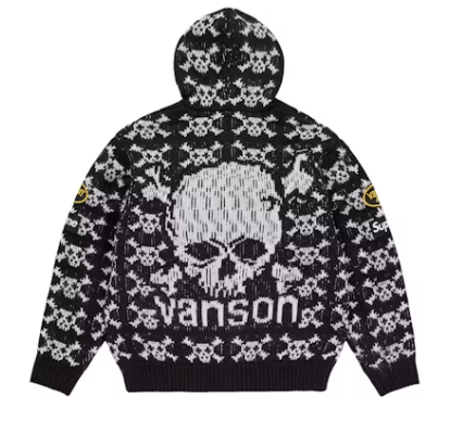 Supreme Vanson Leathers Skull Zip Up Hooded Sweater