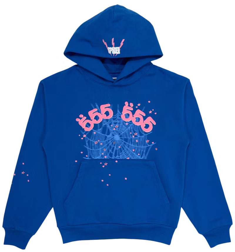 Sp5der Angel Number Hoodie Blue