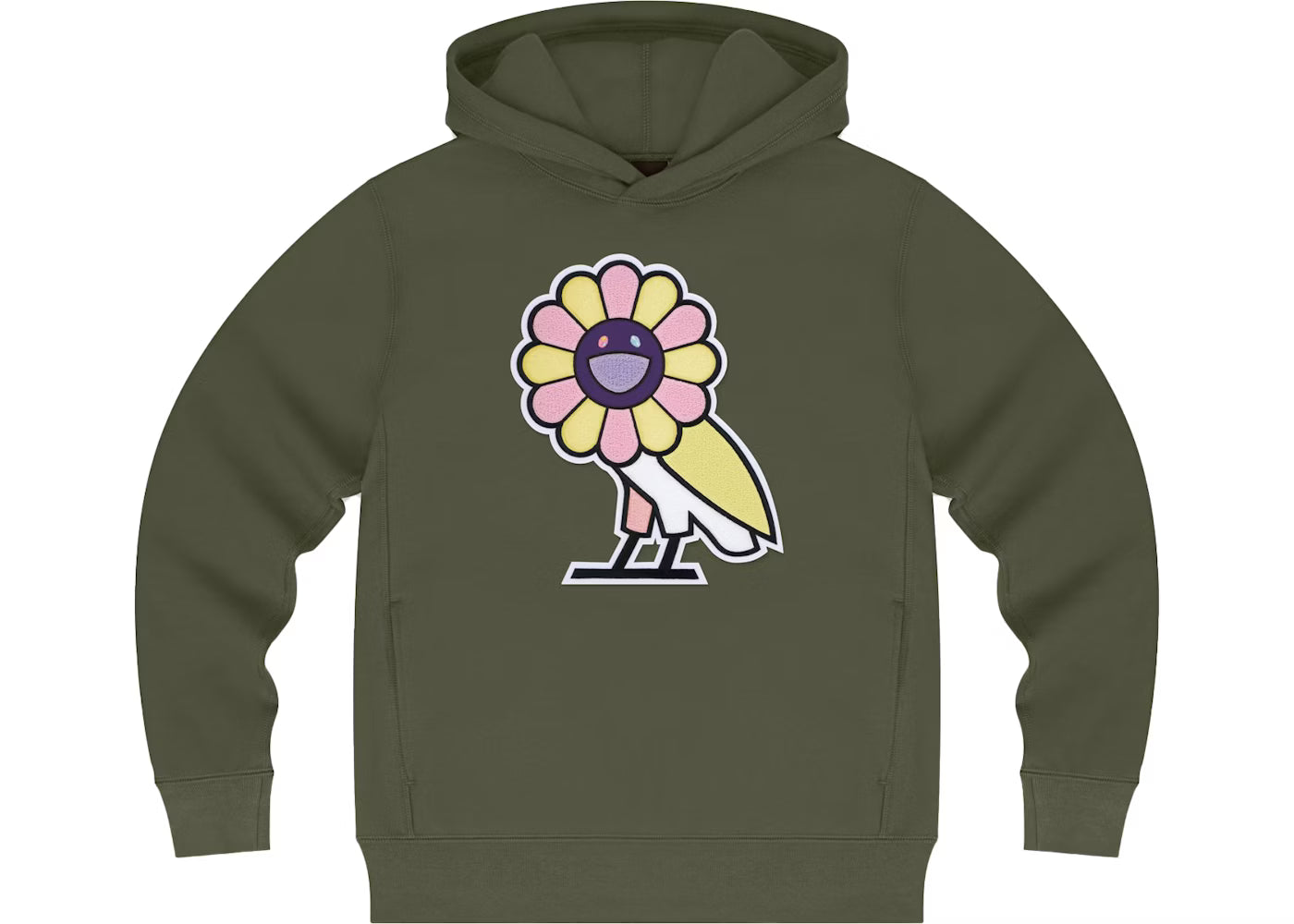 Takashi Murakami x OVO Surplus Flower Owl Hoodie Military Green