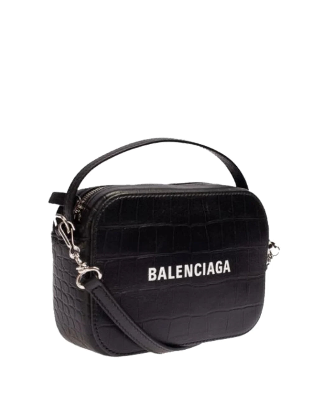 Balenciaga Everyday XS Croc Embossed Camera Bag Black