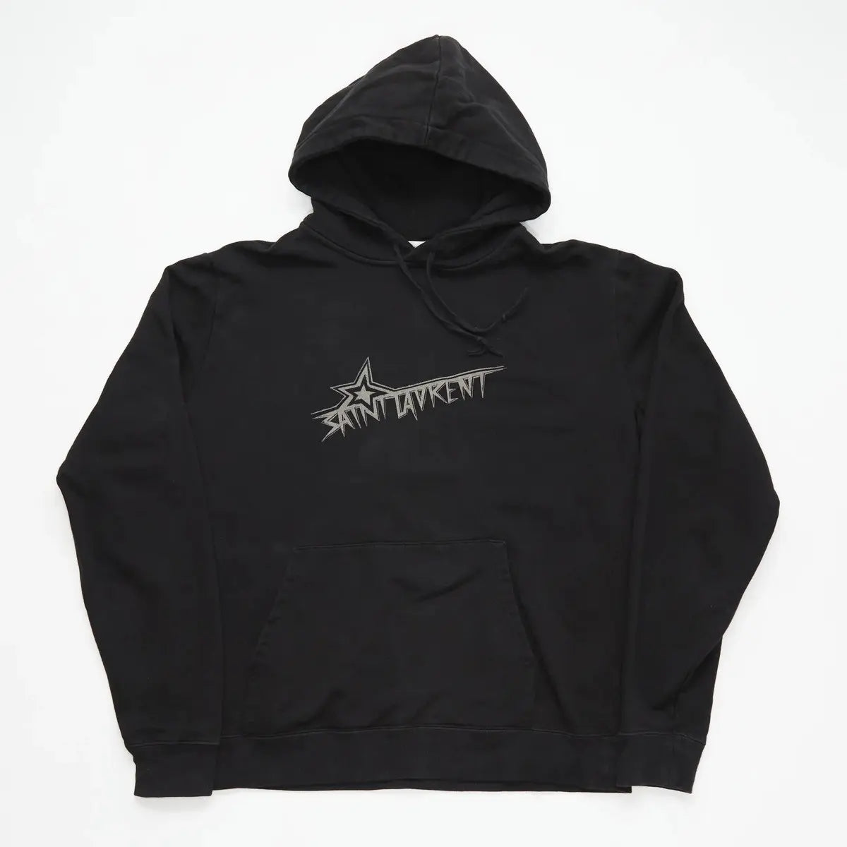 Saint Laurent Paris Star Logo Hoodie Black