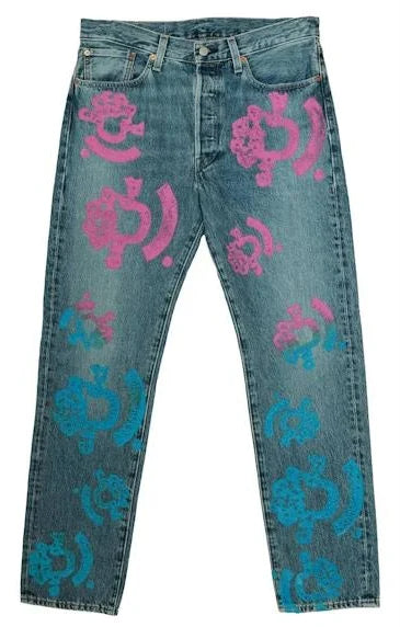 Denim Tears Bstroy Tears 501 Light Wash Jean Pink Blue