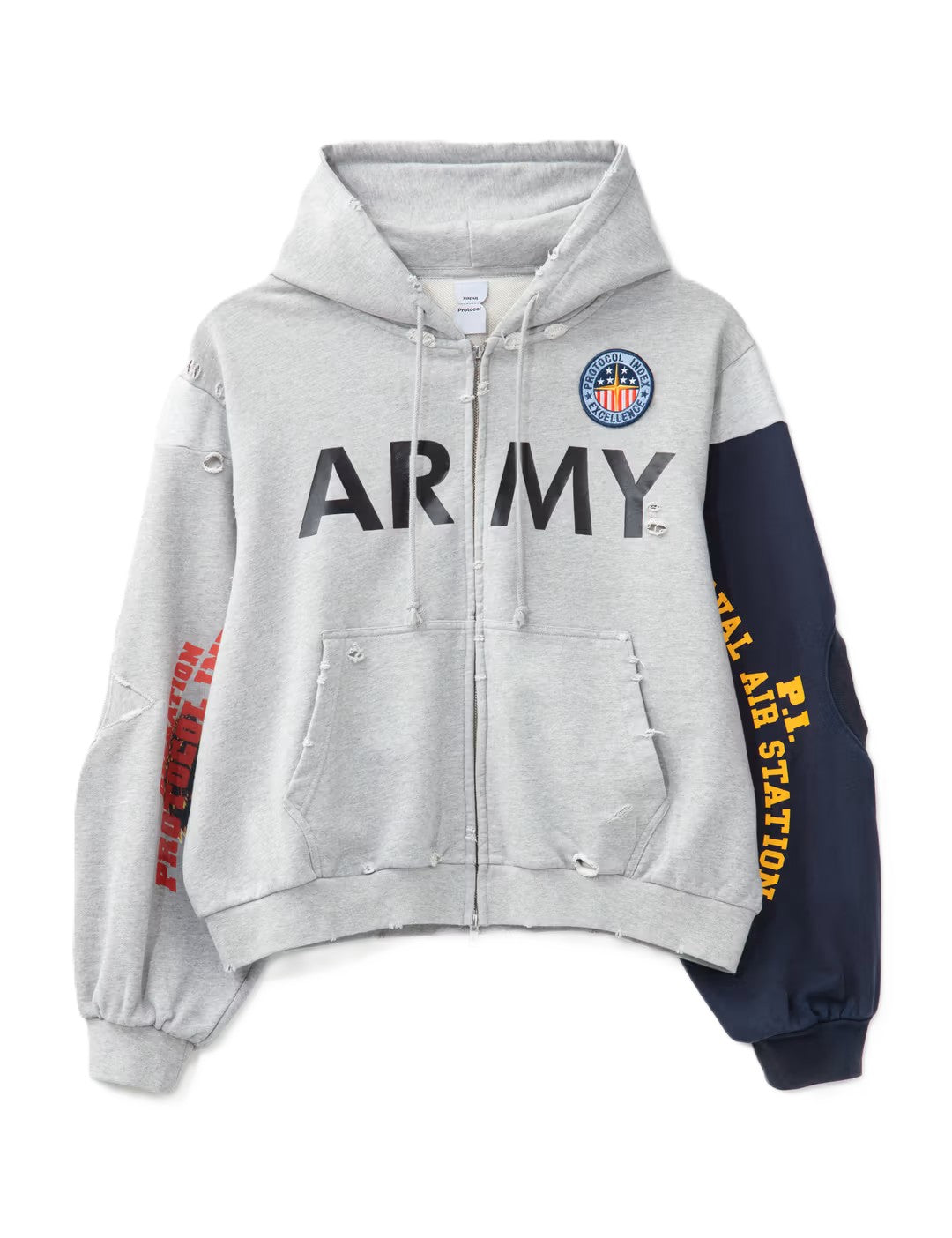 Protocol Index Reconstructed Zip Hoodie Grey Melange