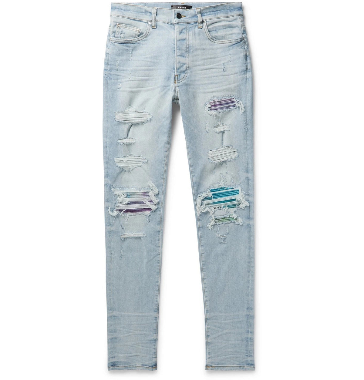 AMIRI MX1 Tie Dye Patch Jeans Light Indigo