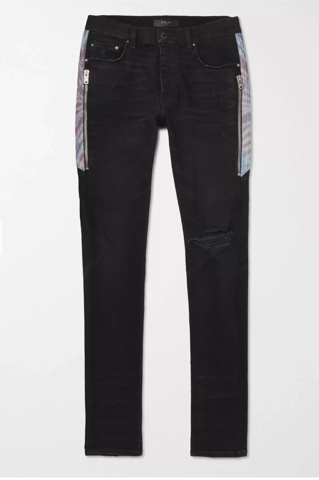 Amiri Half Track Skinny-Fit Distressed Stretch Aged Black Denim