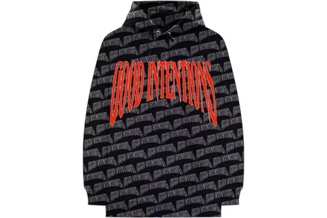 Vlone x Nav Good Intentions All Over Print Hoodie Black