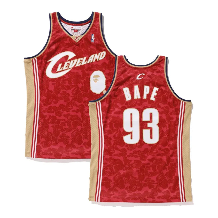 BAPE x Mitchell & Ness Cavs ABC Basketball Swingman Jersey Burgundy