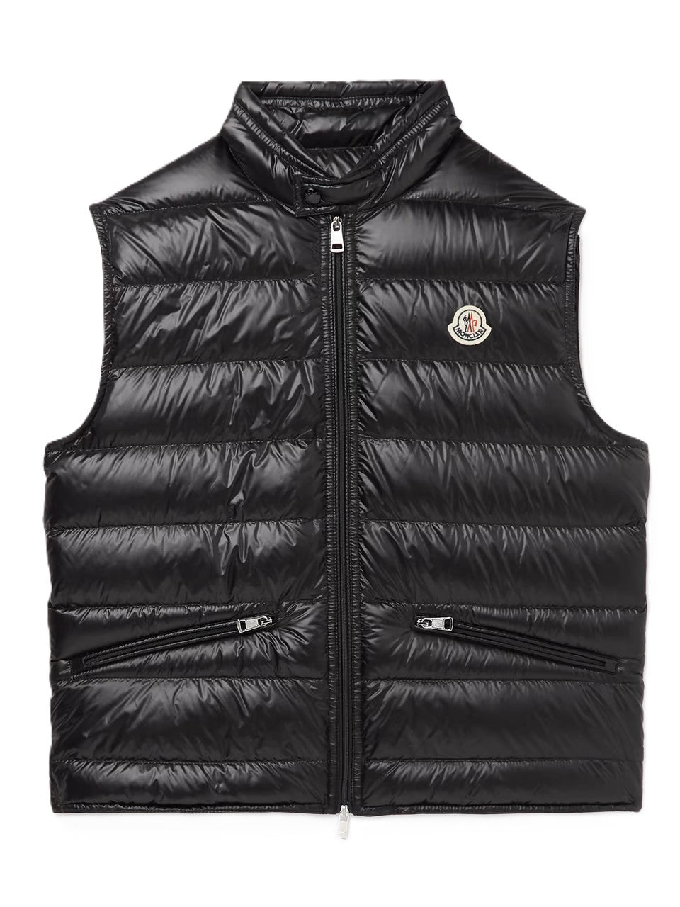 Moncler Gui Slim Fit Logo Appliqued Quilted Shell Down Gilet Vest Black