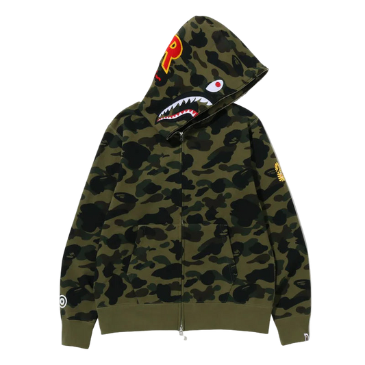 BAPE 1st Camo 2nd PONR Shark Full Zip Hoodie Green
