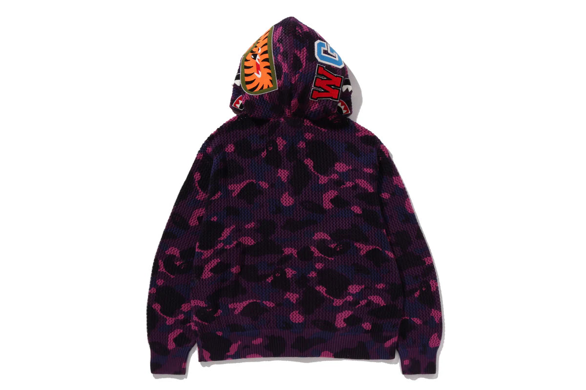 BAPE ABC Camo Crochet Shark Full Zip Hoodie Purple
