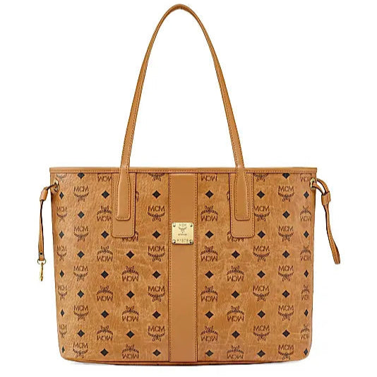MCM Liz Medium Reversible Visetos Shopper Tote Bag Cognac