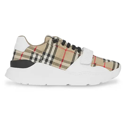 Burberry Ramsey Vintage Check Suede Leather Archive Biege White
