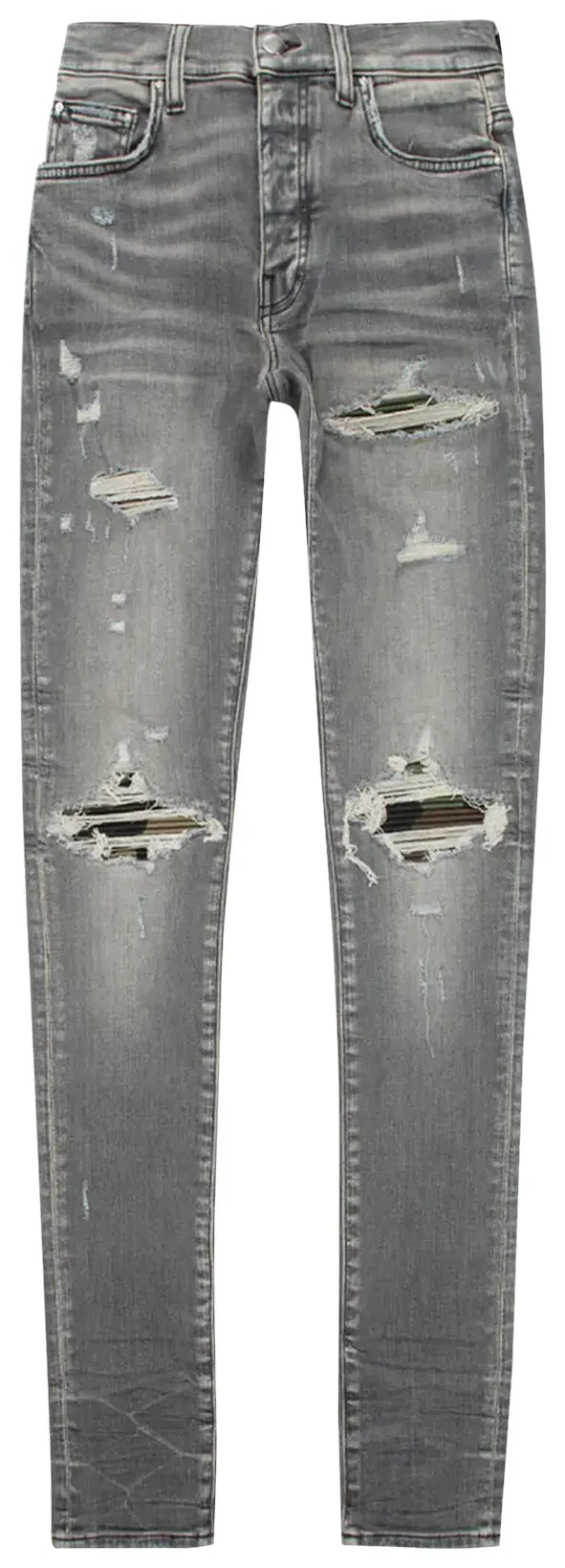 Amiri MX1 Camo Patch Jeans Grey