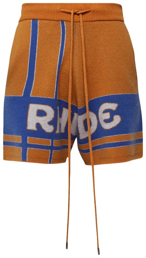 Rhude Palm Knit Short Mustard Blue