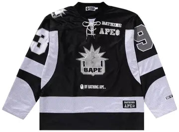 BAPE Multi Logo Relaxed Fit LS Ice Hockey Jersey Black