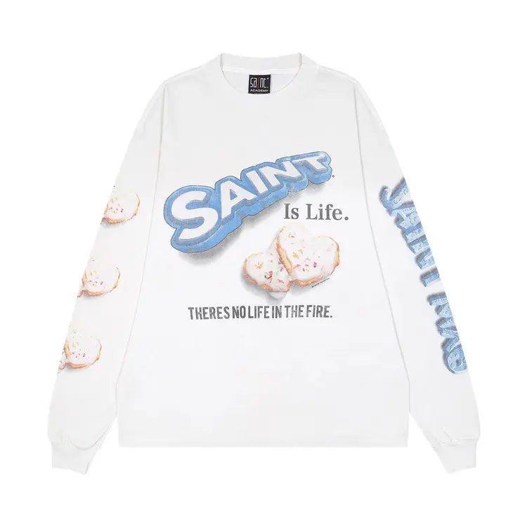 SAINT Mxxxxxx Heart Cake Long-Sleeve Tee White