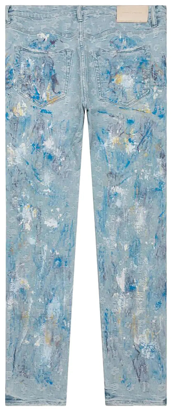 PURPLE BRAND Paint Over Jacquard Skinny Jeans Light Bleach