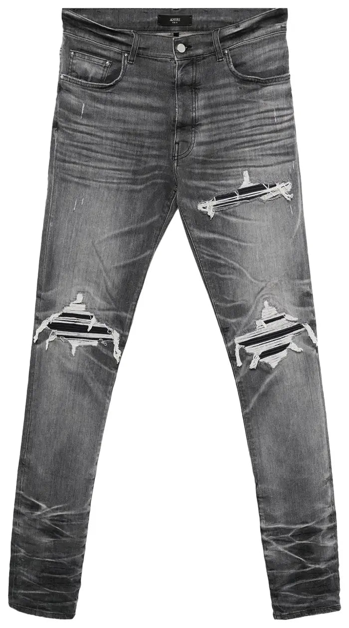Amiri Black Suede Patch Jeans Storm Grey