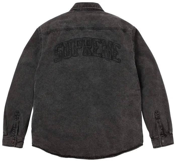 Supreme Shearling Lined Denim Work Shirt Overdyed Black