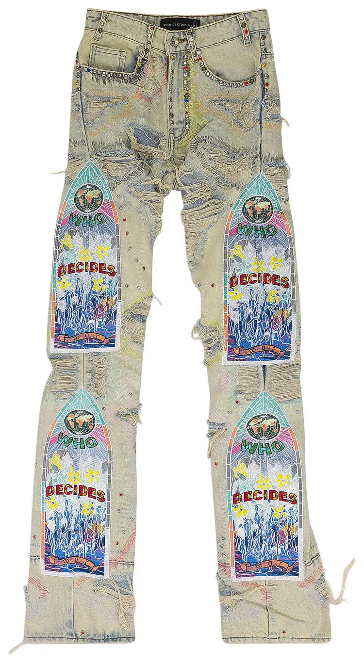 Who Decides War Studded Straight Fit Jeans Blue