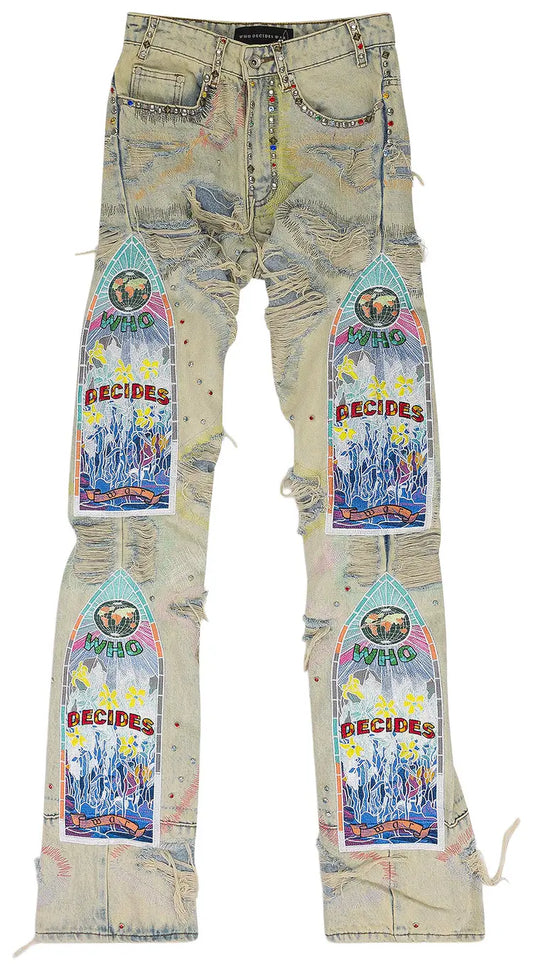 Who Decides War Studded Straight Fit Jeans Blue