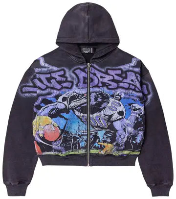 Vale Forever Raven Zip Up Hoodie Black