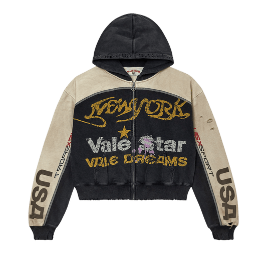 Vale Forever Vale Star Zip Up Hoodie Dust Black Tan