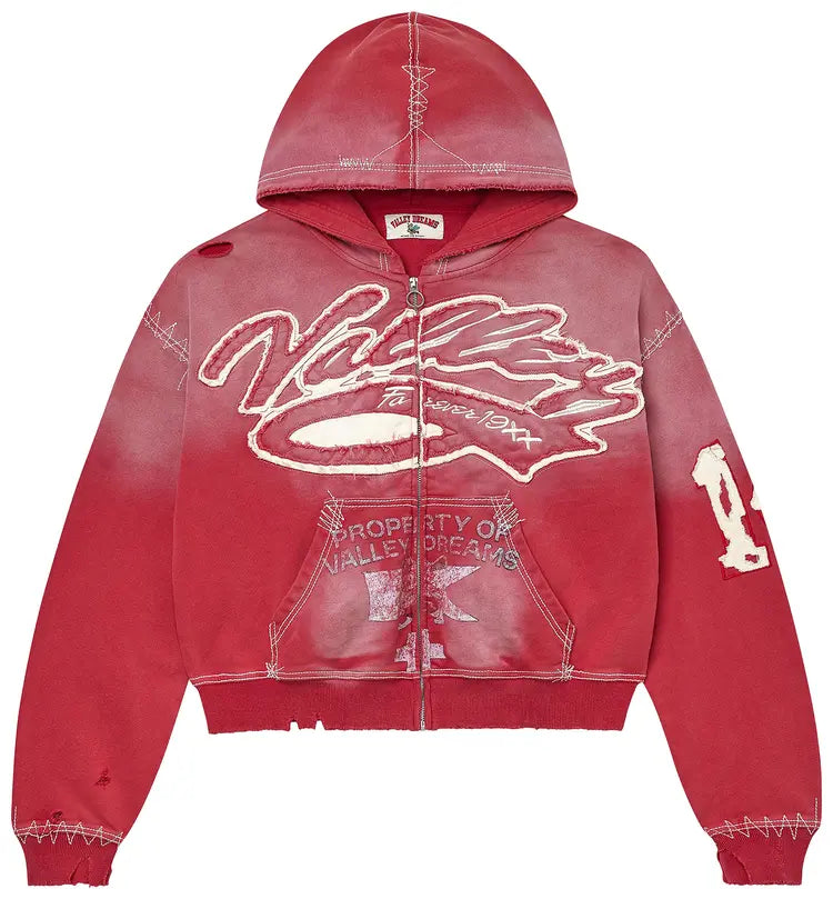 Vale Forever Religion Zip Up Hoodie Burn Red