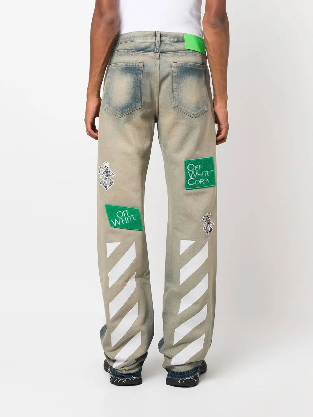 Off-White Diag Multilogo Relax Slim Jean Grey/White