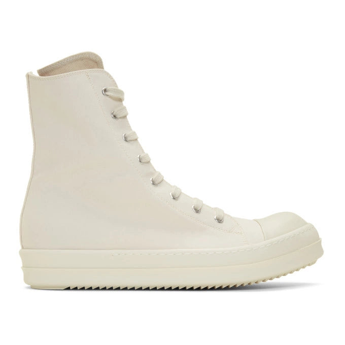 Rick Owens Drkshdw Off-White Canvas High-Top Sneakers