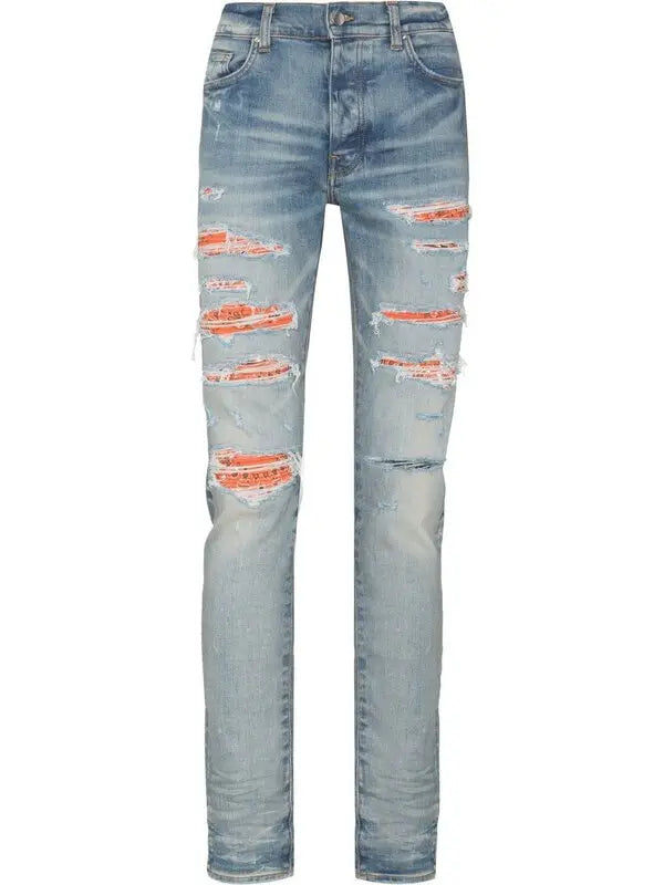 Amiri Orange Bandana Thrasher Jeans Clay Indigo