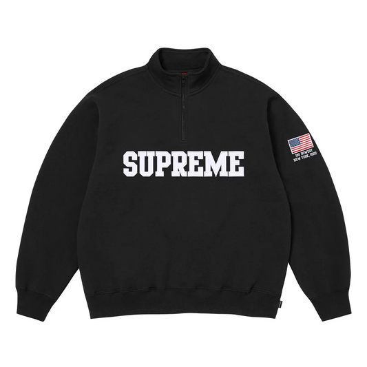 Supreme Shop Flag Half Zip Pullover Black
