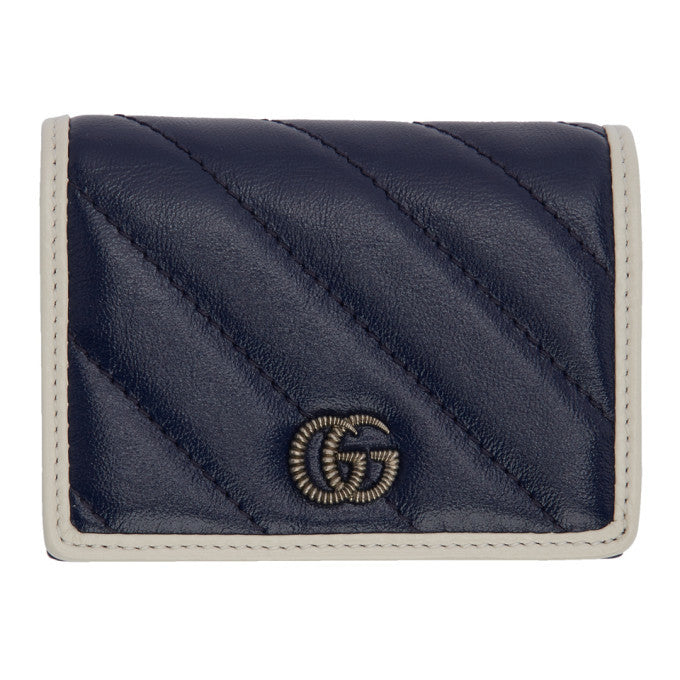 Gucci Navy GG Marmont Torchon Bifold Wallet