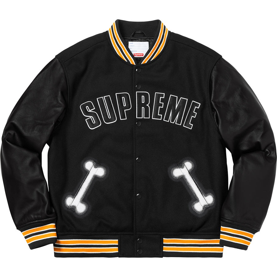 Supreme Bone Varsity Jacket Black