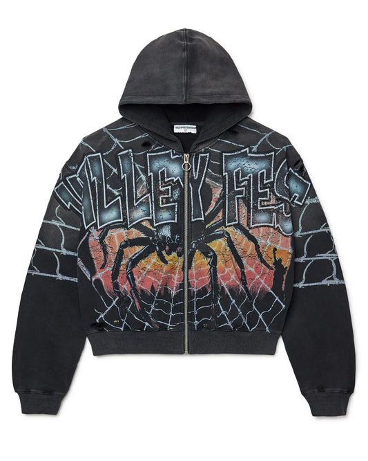 Vale Forever Widow Big Zip Up Hoodie Black
