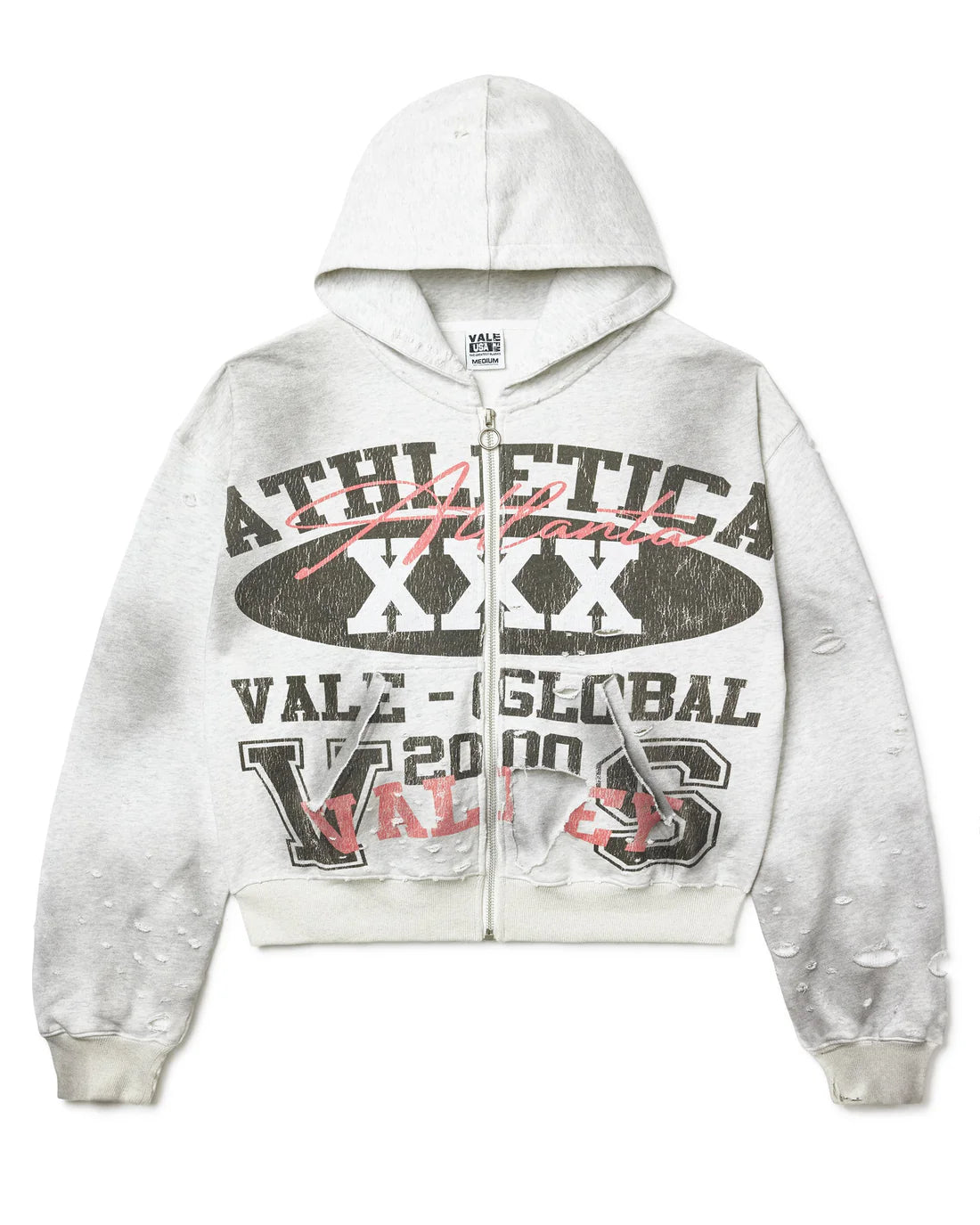 Vale Forever Athletica Destroyer Zip Up Hoodie Grey