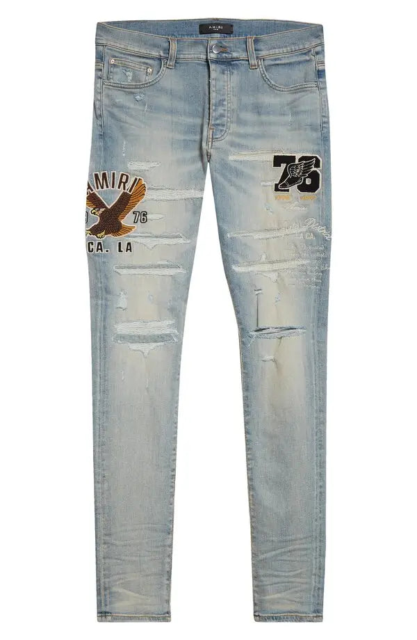 Amiri Varsity Eagle Logo Skinny Jeans