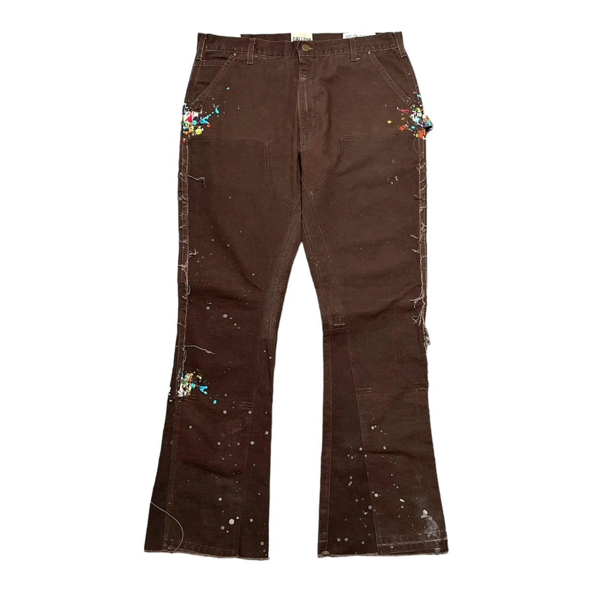 Gallery Dept LA Flare Carpenter Paint Splatter Dark Brown Pants