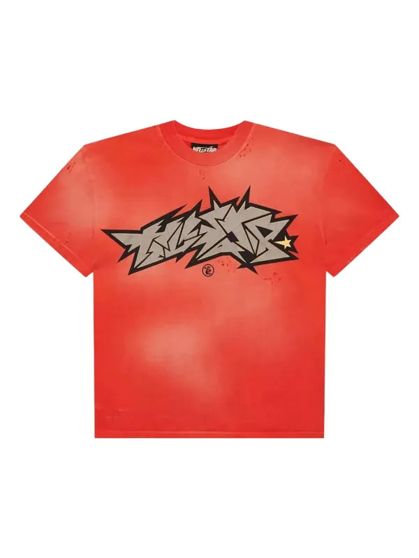 Hellstar Crack Print T-Shirt Red