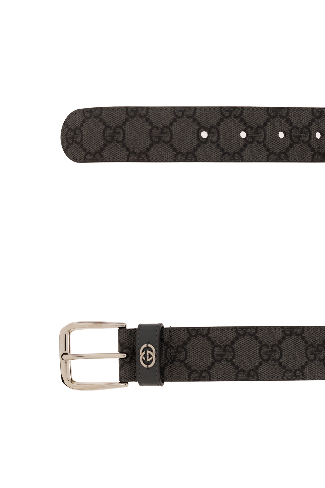 Gucci Belt with Interlocking G Detail Black Grey