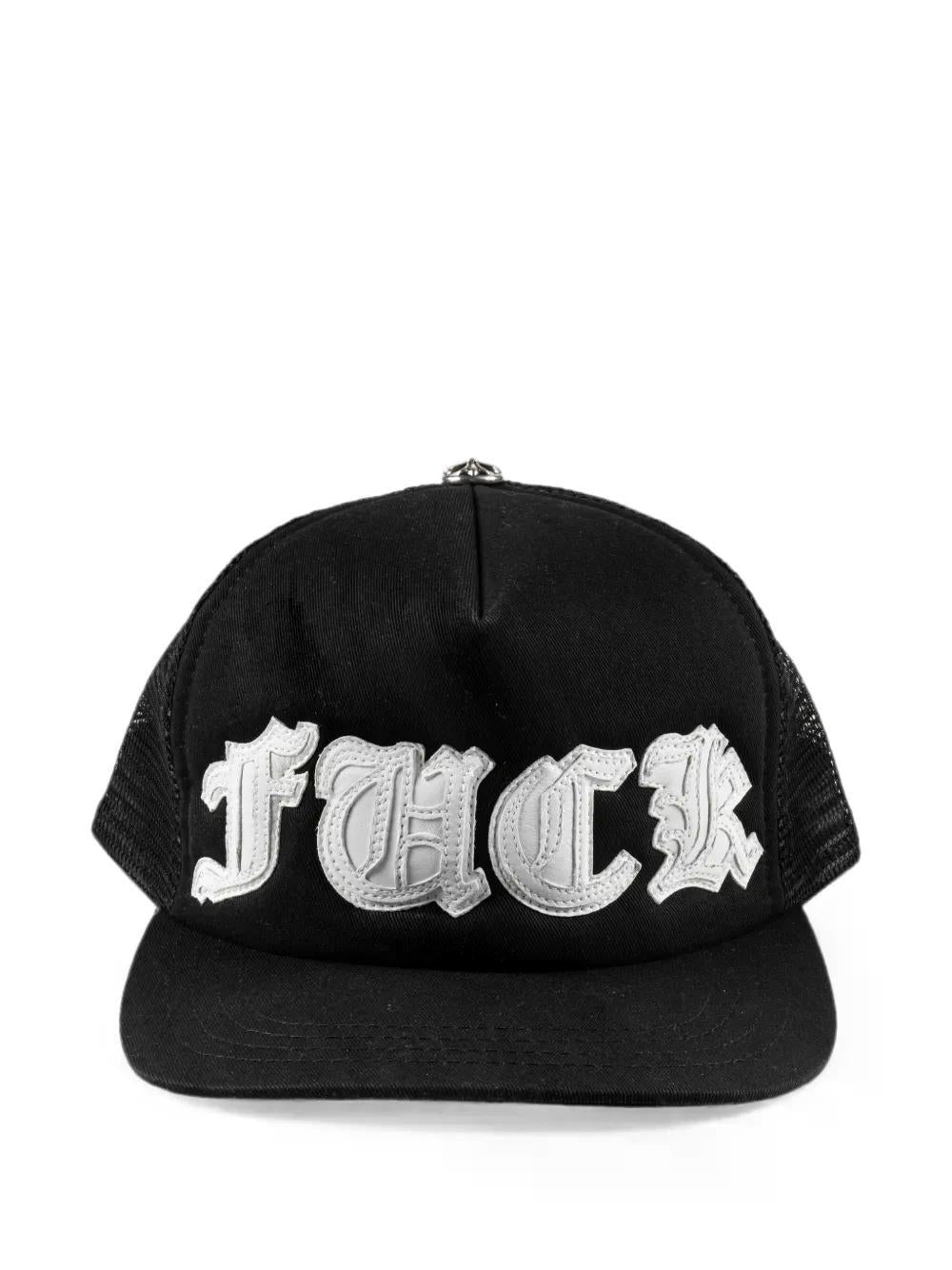 Chrome Hearts Fuck White Leather Patch Trucker Hat