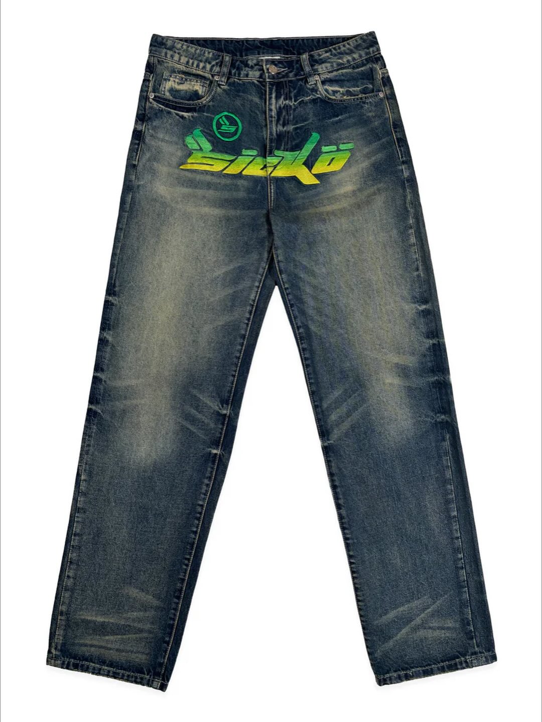 Sicko Ombre Denim Washed Blue Green Yellow