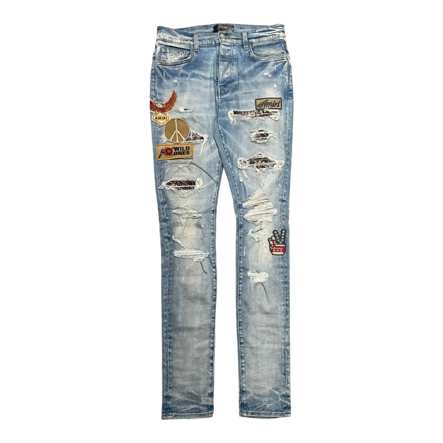 Amiri Biker Art Patch Jeans Clay Indigo