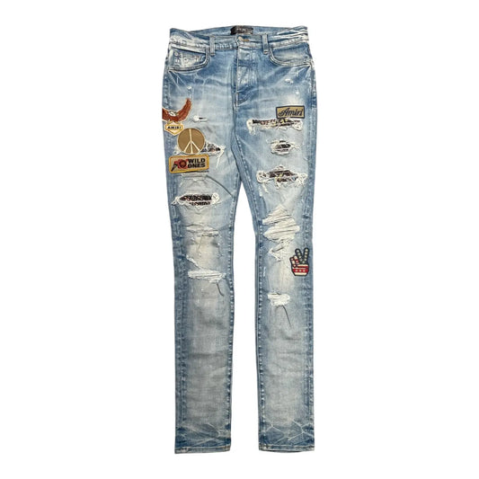 Amiri Biker Art Patch Jeans Clay Indigo